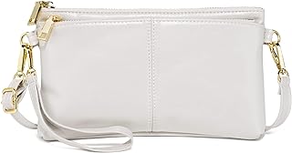 ZOOEASS Triple Zip Small Crossbody Bag Lightweight Purses Vegan Leather Wristlet Clutch, Includes Adjustable Shoulder