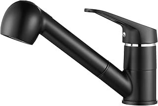 Auralum Kitchen Tap Extendible Black Sink Mixer Tap with 360° Rotatable Rinse Spray Kitchen Tap Sink Tap Extendible Sink Tap with Shower