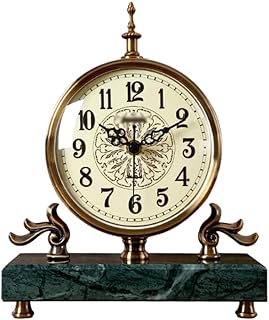 Clocks, Desk Clock Simple Marble Table Clock/Mantel Clock Creative Bedroom Living Room Study Home Desktop Desk Clock Can Be Used As a Housewarming Gift (Green)