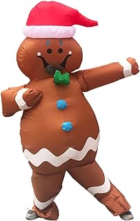 NiSotieb Inflatable Christmas Gingerbread Man Costume Christmas Party Blow Up Costume Outfit for Adult/Chrismtas/