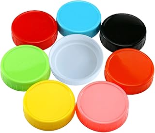 8 Pcs Wide Mouth Mason Jar Lid 86mm Plastic Canning Lid Colored Leak-Proof Storage Cap with Silicone Seals Rings for Mason/Canning Jars (86mm)