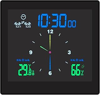 ساعة حائط رقمية مبتكرة مقاومة للماء مع منبه ومؤقت بشاشة لمس وعرض درجة الحرارة والرطوبة فتحة تعليق لغرفة النوم والمكتب والمدرسة والسفر والمطبخ من ازوني