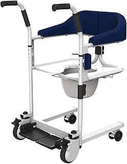 CAIAED Patient Transfer Lift,Handicapped Elderly Commode Bath Chair,Seated Patient Lift,with Removable Cushion and Commode,Load 264 Ib(G,BasicEdition)