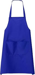 sourcing map 4pcs Bib Apron 70x60cm Unisex Restaurant Kitchen Cooking Aprons Non-Adjustable Machine Washable Chef Aprons with 2 Pockets for Cooking BBQ Painting Drawing Craft, Sapphire Blue, Sapphire