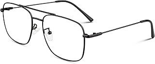 LINVO Fake Glasses Non Prescription Clear Lens Metal Frame Fashion Eyewear for Women Men