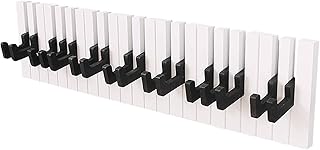 Piano Design Wall Coat Rack with 16 Hooks Piano Coat Rack Black and White