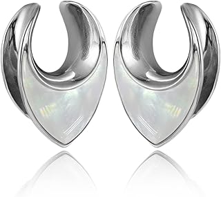 Casvort 2 PCS Hypoallergenic 316 Stainless Steel Elegant Conch Saddle Hangers Tunnels Reverse Saddle Gauges Piercing Body Jewelry 8mm-25mm (0g-1')