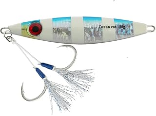 OCEAN CAT 1 قطعة بطء الخريف الملعب الصيد طُعم الغناء الرصاص المعادن المسطحة Jigging الطعوم مع خطاف لصيد المياه المالحة 100 جرام/120 جرام/180 جرامًا