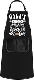 POFULL Gaga Gift Gaga Birthday Mother's Apron Gaga's Kitchen Never Runs Out Of Kisses and Cookies