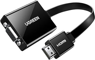 يوجرين -محول HDMI ذكر الي VGA انثي مع 3.5 ملم مدخل الصوت دعم 1080P متوافق الكمبيوتر والخ - أسود