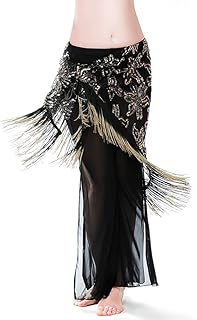 ROYAL SMEELA Belly Dance Hip Scarf Fringe Bellydance Hip Scarves Sequin Belly Dancing Hip Scarf Belly Dance Outfit Costume