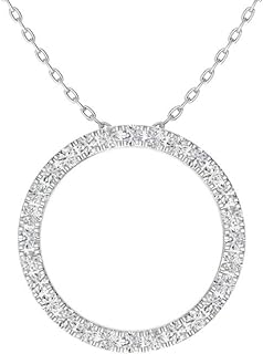 Diamondere Natural and Certified Diamond Circle Necklace in 14k Solid Gold | 0.21 Carat Pendant with Chain