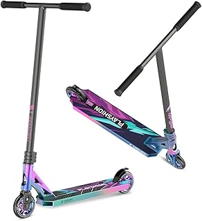 PLAYSHION Pro Stunt Scooter Freestyle Kickscooter für Erwachsene und Kinder mit 110mm Aluminum Kern Rollen 31 Zoll / 36 Zoll Höhe