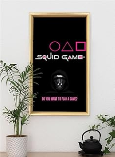 ملصق حائط مطبوع رقميًا بعبارة "Squid Game Do You Want To Play A Game" مع اطار صورة من سبل يور وول من كليفر كرافت هومز، مقاس 40 × 55 سم، متعدد الالوان