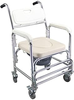 LZFhpfd Bedside Commode Commode Chair 4-in-1 Transport Bedside Toilet with Wheels and Foldable footrest, Elderly Waterproof Shower Toilet Portable Toilet