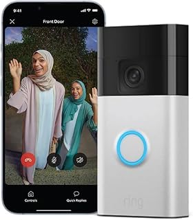 جهاز Ring Battery Video Doorbell الجديد | كاميرا جرس باب لاسلكية يمكنك تركيبها بنفسك بفيديو عالي الدقة وعرض الجسد الكامل | سهل التركيب (5 دقائق) | تجربة مجانية لمدة 30 يوم لخدمة Ring Home