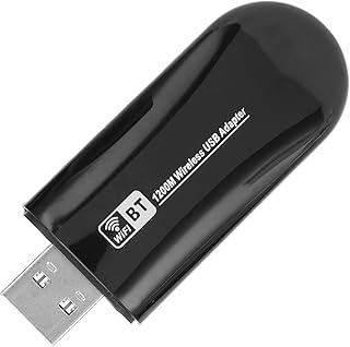 محول USB لاسلكي للكمبيوتر المكتبي، بطاقة شبكة لاسلكية 1200 ميجابت لكل ثانية، مستقبل بلوتوث واي فاي ثنائي النطاق لنظام ويندوز اكس بي، ويندوز 7، ويندوز 8، ويندوز 10، لينكس، لاندرويد