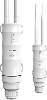 موسع نطاق واي فاي خارجي WAVLINK إصدار مطور عالي الطاقة مكرر شبكة WiFi خارجي ، ثنائي النطاق 2.4G + 5G 600Mbps راوتر لاسلكي - AP - موسع Wi-Fi 3 في 1 مقاوم للعوامل الجوية لتغطية WiFi الخارجية