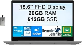 لابتوب لينوفو ايديا باد 3i 2021 بشاشة FHD 15.6 انش ومعالج انتل كور i3-1115G4 و20GB DDR4 RAM و512GB PCIe SSD وبطاقة عرض مرئي انتل UHD وكاميرا ويب HD وHDMI وبلوتوث وويندوز 11S، رمادي بلاتيني، بطاقة USB