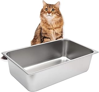 Kichwit Stainless Steel Cat Litter Box, Metal Litter Pan for Cat, Non Stick Smooth Surface