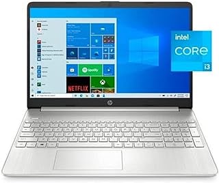 HP لابتوب 15.6 انش الجيل 11 انتل كور i3-1115G4 وذاكرة RAM DDR4 8GB وSSD 256GB وHDMI وكاميرا ويب وواي فاي وبلوتوث وويندوز 10 هوم، فضي طبيعي، مع ملحقات ام دي