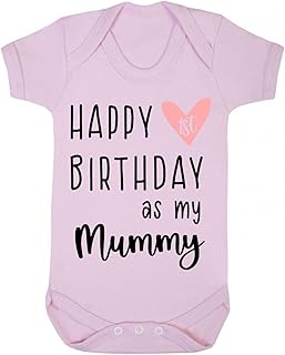 Happy 1st birthday as my Mummy (pink heart) personalised family [BBY7] baby grow vest