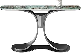 Console Tables طاولة مدخل بقاعدة من الفولاذ المقاوم للصدأ، طاولة جانبية للأريكة مع سطح من الرخام الصناعي، طاولة كونسول حديثة لغرفة المعيشة، الرواق Entryway Table(أسود)