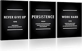 لوحة فنية جدارية قماشية تحفيزية بعبارة «Never Give Up» بعبارة «Never Give Up» والإلهام والعمل الشاق والتذكير والتأكيد الايجابي، ملصق نجاح معلق على الحائط، هدية قيادية للمنزل والمكتب ومكان العمل