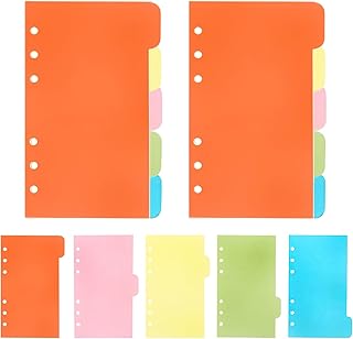 10 Pcs Binder Dividers A5 Plastic Folder Dividers 6 Holes Index Tabs Multicolored Poly Dividers Punched Colorful Ring File Divider Loose-Leaf for A5 Notepad Office Leather Journal Notebooks