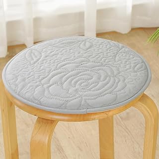 XIAO HUA Round Bar Stool Cushions,Non-Slip Seat Pad with Ties,Cotton Linen Stool Cover Breathable Chair Pad Cushion for Office Student Dining Chairs Grey A 45x45cm(18x18inch) B