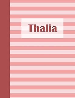 Thalia: Personalized Composition Book School Notebook, College Ruled (Lined) Journal, Pastel Pink Stripe Pattern with First Name