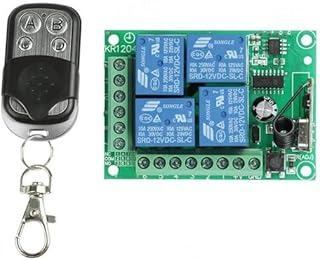 جهاز تحكم عن بعد لاسلكي عالمي 433 ميجاهرتز بتيار مستمر 12 فولت و4 قنوات ومستقبل ترحيل الترددات الراديوية ووحدة تحكم عن بعد ذكية 433 ميجاهرتز (1 جهاز تحكم عن بعد وجهاز استقبال)