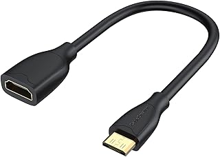 كيبل ميني HDMI إلى من كرييشن محول ذكر أنثى يدعم دقة 4K ثلاثية الأبعاد تردد 60 هرتز للكاميرا/كاميرا الفيديو/بطاقة رسومات/كمبيوتر محمول/تابلت/HDTV/جهاز العرض أسود 15 سم