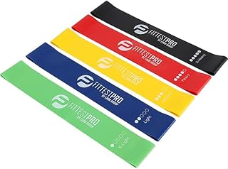 Fittest Pro by Limm Resistance Loop Exercise Bands with Instruction Guide and Carry Bag, Set of 5