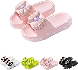 Bow Slippers for Women Cute Home Slides Preppy Anti-slip Indoor Outdoor Slippers Open-toe Men Shower Shoes