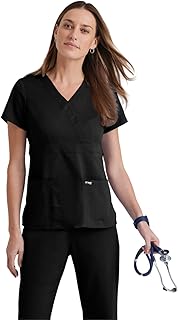 Junior-fit Three-pocket Mock-wrap Scrub Top, womens, Medical Scrubs Shirts