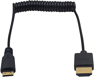 ديوتيك كيبل ميني HDMI الى ذكر ملفوف يدعم 4K Ultra HD 1080p ثلاثي الابعاد لجهاز العرض والشاشة وكاميرا الفيديو 20 12 متر/4 قدم