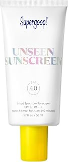 سوبرجوب! Unseen Sunscreen SPF 40 1.7 أونصة - خالي من الزيوت عديم الوزن وغير مرئي وآمن للشعاب المرجانية واقي الشمس واسع النطاق للوجه لجميع أنواع البشرة - خالٍ الرائحة - برايمر مكياج رائع -، جل