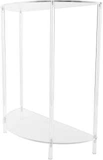 Semiellipse Acrylic Side Table, 2 Tier Acrylic Bedside Table Small Nightstand Easy To Assemble And Wipe for Living Room Bedroom Bedside Wall