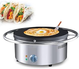 Electric Crepe Pancake Maker 3000W Commercial Hot Plate Baking Pan Frying Crepes Making Machine 50-300℃ Temperature Control Nonstick Pancake Crepe Machine for Eggs Bacon Kitchen Restaurant