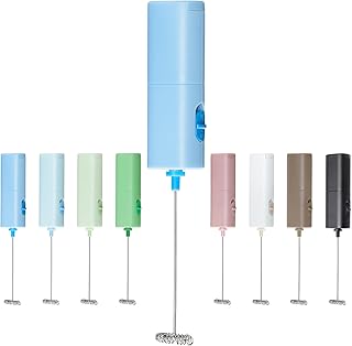 ELMWAY Milk Frother Handheld, Battery Operated Milk Frother for Matcha Coffee, Electric Drink Mixer Portable Mini Foam Maker for Frappe, Hot Chocolate, Cappuccino and Latte (Blue)