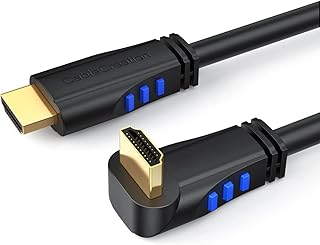 كيبل HDMI 2.0، كيبل كريشن 6 قدم 4K (60Hz) بزاوية سفلية 90 درجة لاسفل مع موصل مطلي بالذهب، يدعم الترا اتش دي، فيديو ثلاثي الابعاد، ايثرنت، قناة إرجاع الصوت، اسود