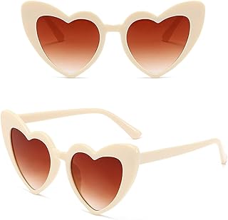 VideMundi Heart Shaped Sunglasses for Women,Vintage Cat Eye Mod Style Retro Kurt Cobain Glasses