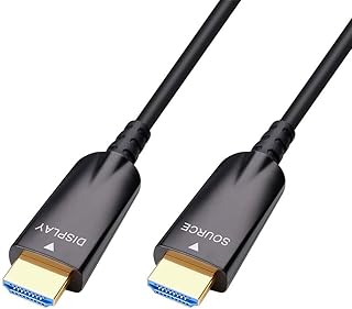 كابل الياف ضوئية فايبر اوبتيك HDMI من ديتيك 50 متر مع 4K 30 هرتز وفيديو عالي الدقة HD 1080P تردد 60 خاصية ثلاثية الابعاد واتش دي سي بي وسي اي والمدعوم بسرعة عالية 164 قدم اسود