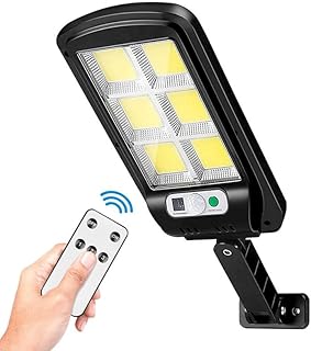 فور ايفير مصباح LED يعمل بالطاقة الشمسية 10 واط و800 لومن وبطارية 6000 كلفن 2400mAh ومستشعر حركة PIR وجهاز تحكم عن بعد بتصنيف IP65 لمقاومة المياه والغبار مع جهاز للحديقة والشرفة من سوناري، معدن