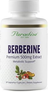 Paradise Herbs, Berberine Extract, 500 mg, Pure & Potent Berberine Supplement, Vegan, Non GMO, Gluten Free, 60