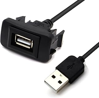 موتونج محول مقبس منفذ طاقة USB ذكر الى انثى لسيارة تويوتا فيجو، يرجى التأكد من حجم فتحة لوحة القيادة قبل الطلب (40 × 20 ملم)