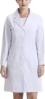 Laboratory Coat White Coat Work Coat Cotton Gown Perfect for Women, Students, Men, Science Laboratory, Dentist, Cosplay, White, L