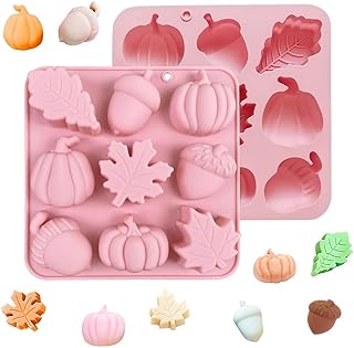 1 Piece Autumn Silicone Chocolate Molds Autumn Moulds for Chocolate Pumpkin Leaf Oak Fruit Shap Molds DIY Sugar Pudding Chocolate Hard Candies Dessert Candle Molds