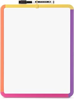 مستر.بين - لوح مسح جاف، 14 انش × 11 انش مع قلم تحديد جاف اسود، اطار ملون، لوح ابيض صغير، لوح ابيض للاطفال، لوح ابيض للطلاب، لوح صغير للمسح الجاف، لوح ابيض صغير